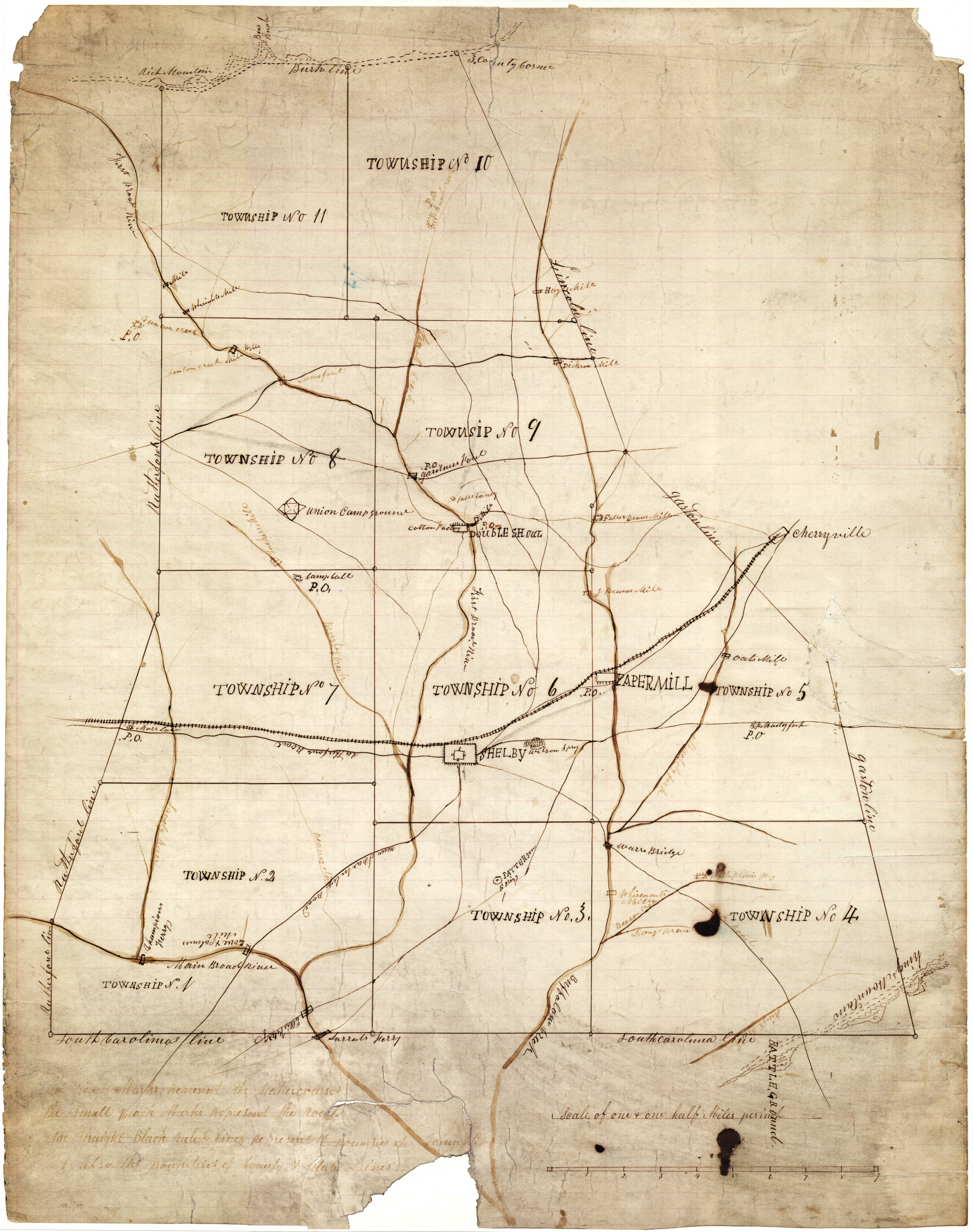 1868 Map of Cleveland County